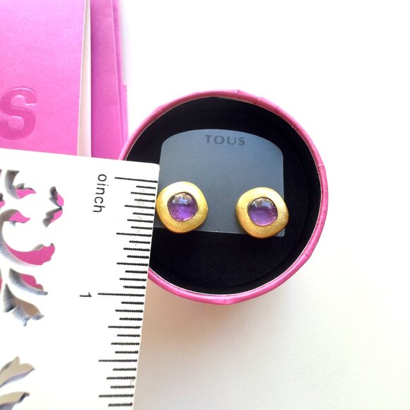3642 TOUS EARRINGS GOLD AND AMETHYST JEWELRY - Picture 3 of 4